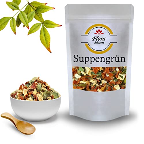 100g Suppengrün von Flora Blossom | Suppengewürz Hocharomatisch Suppengemüse Getrocknet und Geschnitten Ideales Gewürz zum Kochen | Natürlich Ohne Zusätze