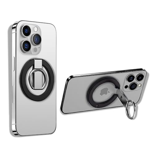 Image of Regor Magnetic Holder| Mag-Safe Ring Compatible| Foldable Mobile Stand | Metal Ring Holder | Mobile Back Holder Grip| Metal Grip for Selfie & Works as iPhone & Android Phone Stand - Black