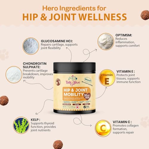 Image of Hip & Joint Soft Chews Supplement for Dogs | Glucosamine, Chondroitin, MSM| for Mobility & Flexibility | Chicken Flavor | 30 Soft Chews
