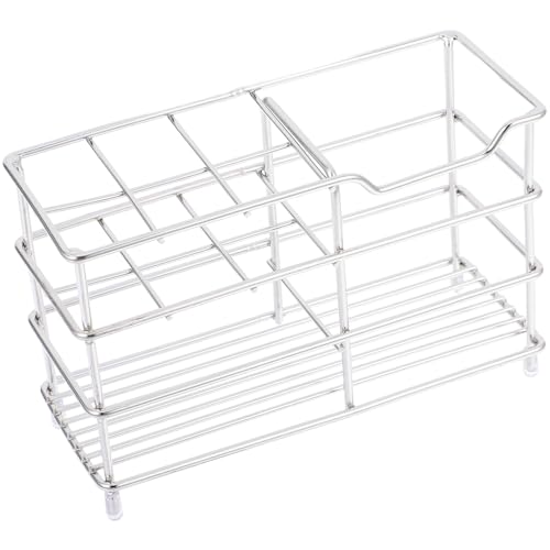 HIAKDOFT ステンレス製歯ブラシスタンド スロット 水切り機能付き バスルーム用収納ホルダー 耐久性 で清潔な 対応 シンプルで上品なデザ