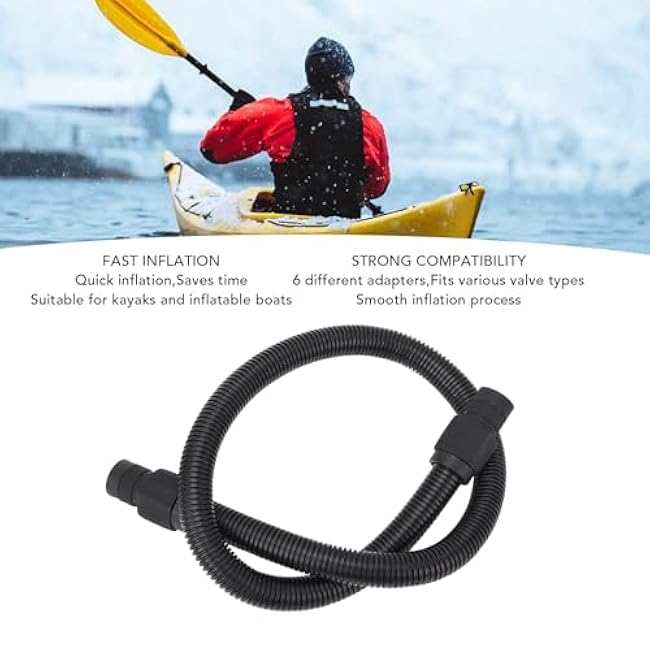 RiToEasysports Secure Connection Paddle Board Pump, 6 Adapters Inflatable Boat Pump Adapter Air Hose Kit for Inflatable Boat Raft