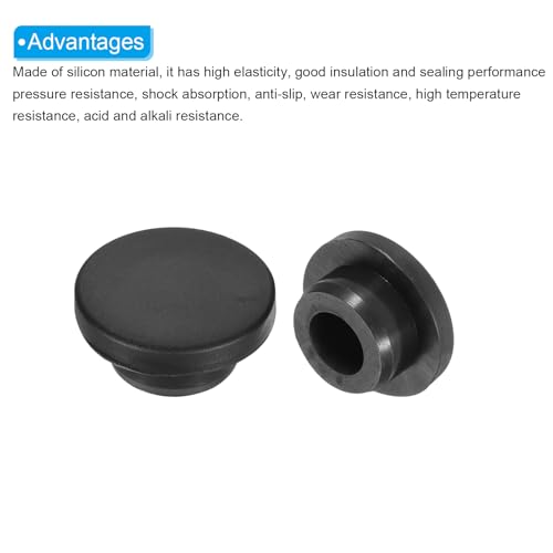 Image of MECCANIXITY 11pcs T-Shaped Silicone Plugs 23mm 7 /8 Inch Dia Snap in Plug Hole Seal Cover Round Rubber Stopper for Kitchen Rubber Bulkheads Waterproof Sealing Plugs Black