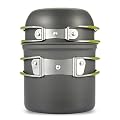WINOMO 2pcs Outdoor Cookware Camping Pans and Pots Cooking Tool Set for Hiking Picnic