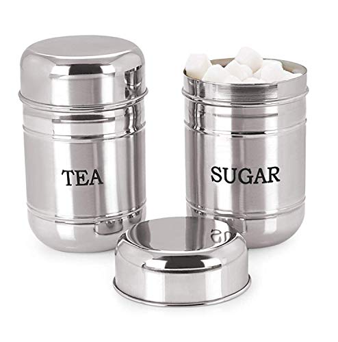 Heart Home 2 Pieces Stainless Steel Tea, Sugar Container Set, 500 Ml (Silver) – (CTHH017517)