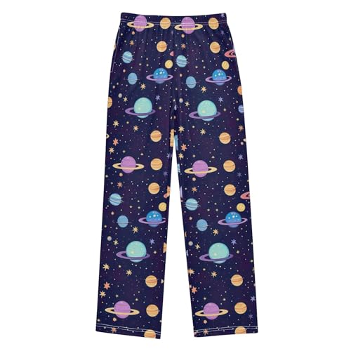 Space Galaxy Planet Long Pajama Pants Elastic Waist PJ Bottoms with Pockets S A1106302