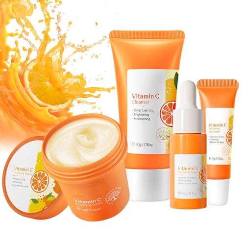 Leogony 5PCS Vitamin C Skincare Set, Skin Care for Teenage Girls, Anti-Aging Face Care Beauty Gift Sets for Teen Girls