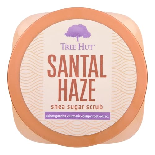 Image of Tree Hut Santal Haze Body Scrub, Exfoliating & Hydrating Sugar Scrub with Shea Butter & Essential Oils, Smooth Skin, Body Exfoliator For All Skin Types, Self Care Gifts for Women, Vegan, 18 Oz