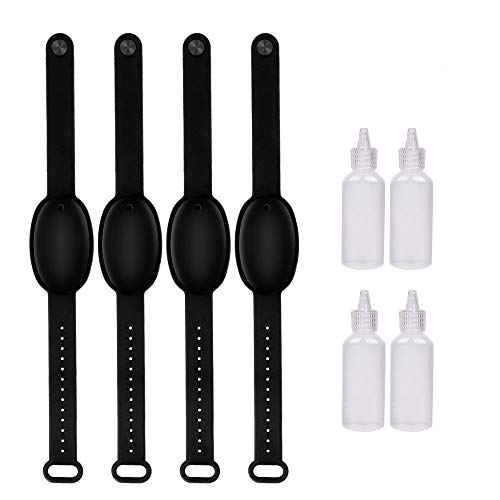 Hand Sanitizer Wristband, Portable Bracelet Dispenser, Adjustable Hand Dispenser with Plastic Empty Bottle for Outdoor Travel