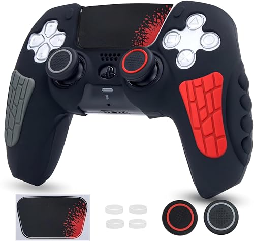 Image of Meyaar PS 5 Controller Cover Case, Anti-Slip Silicone Cover Skin Compatible with PS5 Dual Sense Controller with Thumb Grip Caps, Joystick Protectors (Black and White (2 Pack))