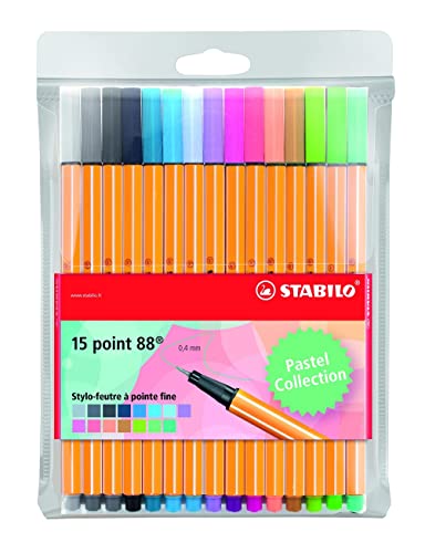 Rotulador punta fina STABILO point 88 - Estuche con 15 colores
