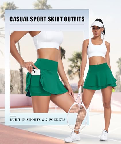 EARKOHA Women Tennis Skort Athletic Golf Skirt High Waisted Layered Running Skirt Built-in Shorts with 2 Pockets2