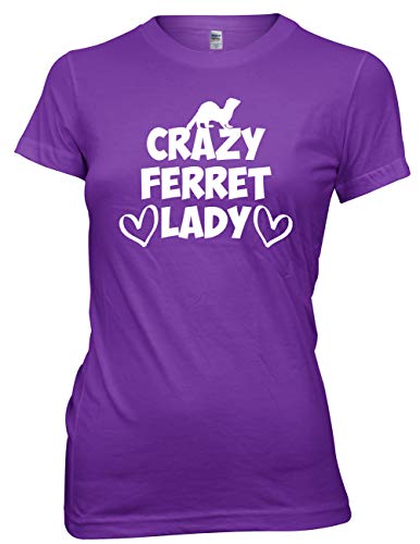Crazy Ferret Lady Womens Ladies Funny Ferrets Unisex T-Shirt-Large-Purple