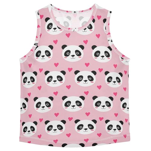 J JOYSAY Cartoon Panda Heart Lightpink Boys Tank Top Sleeveless Muscle Shirts Quick Dry Kids T-Shirts 3-15T