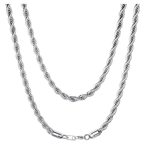 ChainsHouse Edelstahl Kordelkette Silber 51cm Twist Seil Ketten Herren Cover