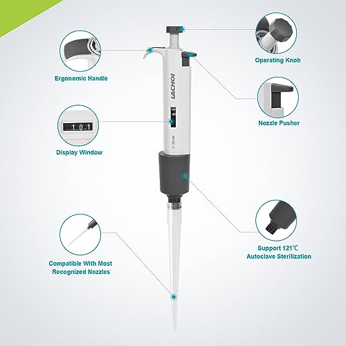 Lachoi 1/10 Lab Single Channel Pipettor Adjustable Variable Volume,1-10Ml High Accurate Micropipette thumb #1