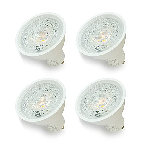 4xSweier 5W GU10 Bombillas LED 38° Ángulo de haz 430lm, Blanco cálido 3000K 220 240V LED GU10 Foco, 5W Equivalente a 50W Halógena.No regulable