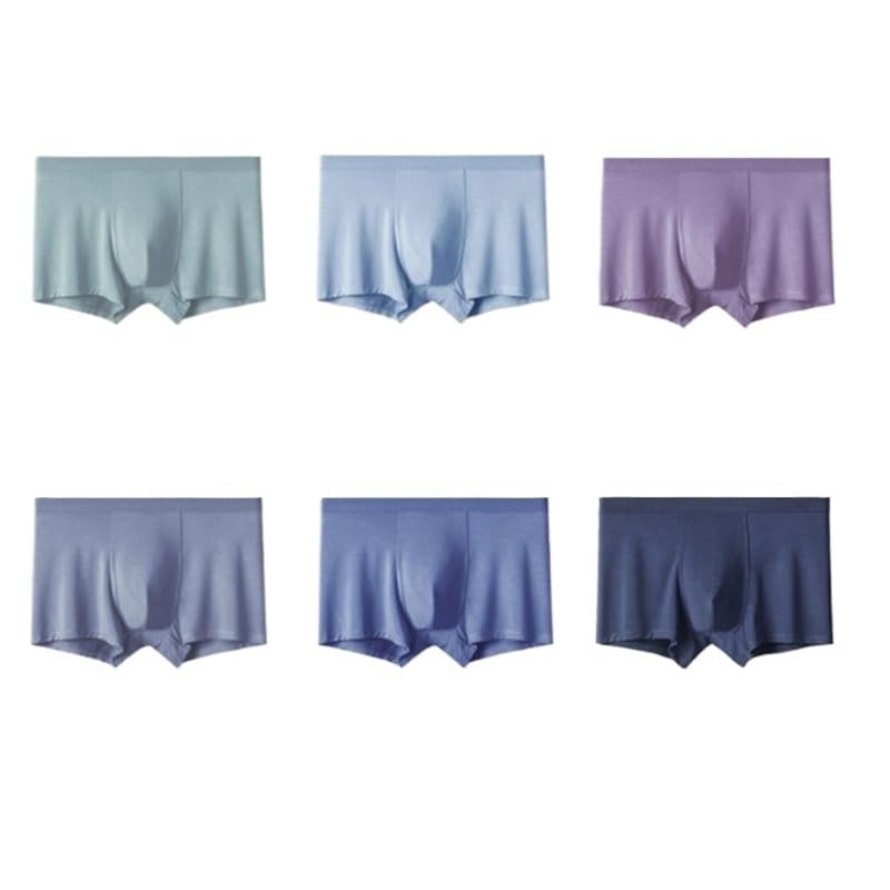 Mens Modal Underwear Mid Waist Breathable Seamless Boxer Briefs