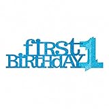 amscan - centrotavola in carta first birthday, colore: blu con brillantini