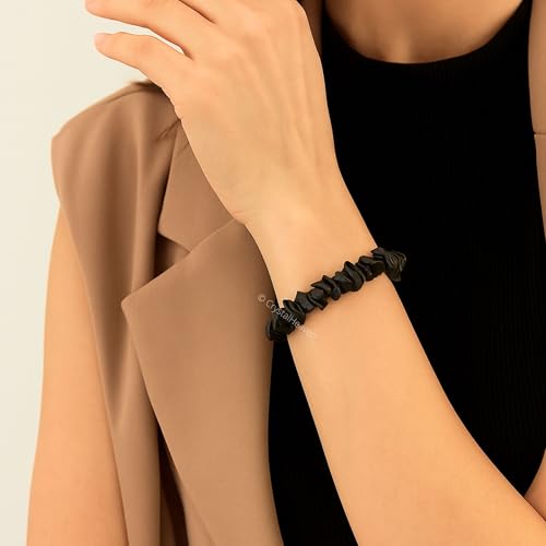 Image of Certified Shungite Bracelet for Women Men with Healing Crystal and Reiki Stone - Beautiful Gemstone Beaded Bracelet for Balance, Harmony & Positive Energy (Chips Stone Beads)