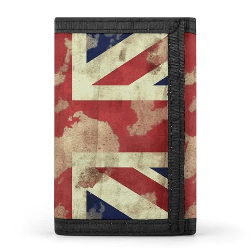 HJKBCV Vintage Union Jack British Flag Trifold Wallet Credit Card Purse Portable Outdoor Sports Wallets Pocket Coin Wallet with ID Window for Men Women, style, One Size, Stil:, Einheitsgröße