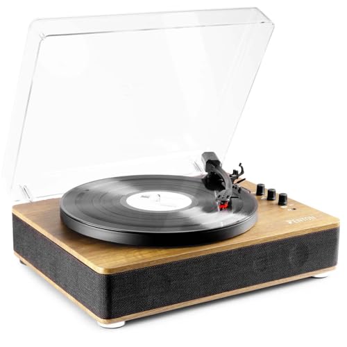 Fenton RP162LW Platine Vinyle avec Haut-Parleurs Intégrés - Bois Clair, Lecture 33, 45 et 78 Tours, Émetteur Bluetooth, Une Platine Idéale pour Décorer et...