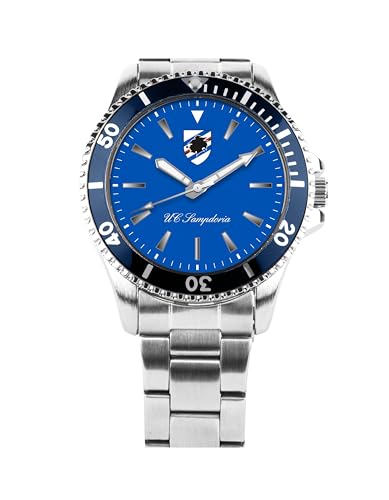 PRESTIGE & DELUXE Lowell Sampdoria Gent Bracc Montre bracelet en acier inoxydable pour homme - Cadran 41 mm dans son emballage officiel + porte-clés football