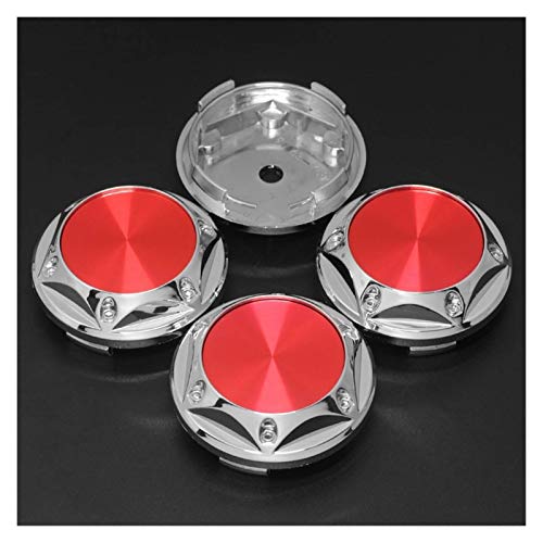 4pcs 68mm With 45MM Red Silver Aluminum Sticker Car Hub Cap Fit For BBS Rays Volk Enkei XXR Tokyo Attack OZ Racing Wheel Rim Hub Cap (Red)