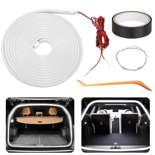 Car Trunk LED Light Strip - 4m Waterproof Automatic Sensing Trunk Light Strip, Scratch Free Silicone, Flexible And Universal Cuttable Car Led Interior Strip Lights for Cars Suvs Trucks (White Light)