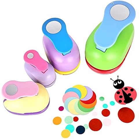 Stanzer Rund Papierstanzer Motivstanzer Kinder: 4 Stück Lochstanzer Papier, Stanzer Kreis, Kreisstanzer Set Groß Ausstanzer für Basteln Scrapbooking Fotoalbum Geschenkanhänger (10mm 15mm 25mm 38mm) Cover