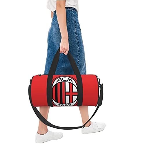 A.C. Milan Foldable Travel Duffel Bag, Waterproof Carry On Luggage Bag, Lightweight Travel Luggage Bag For Sports, Gym, Vacation