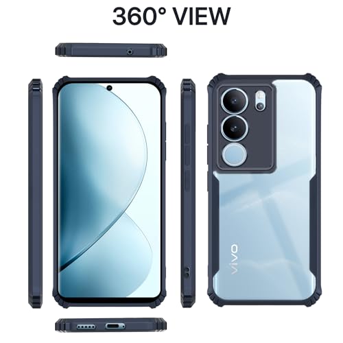 Image of Pikkme Vivo V29 / V29 Pro 5G Back Cover | Crystal Clear Transparent Back | Ultra Hyrbid | Full Camera Protection | Raised Edge | Bumper Back Case (Blue)