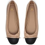 MOOMMO Women Cap Toe Flats Bow Slip On Ballet Flats Comfort Matte Beige Flat Shoes Round Toe Flat Heel Dress Shoes Office Ladies Party Chic Chic Driver Flats Chic Solid Beige 7 M US