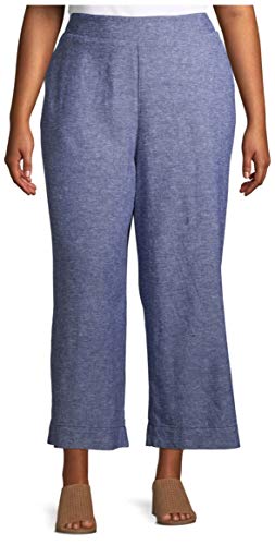 Terra & Sky Womens Wide Leg Linen Crop Pants - Main Image