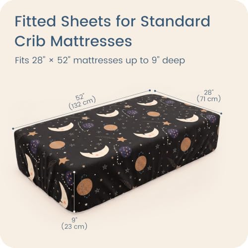 Image of Crib Sheets 28x52x9 Inch, Fitted Baby Mattress Sheets 2 Pack