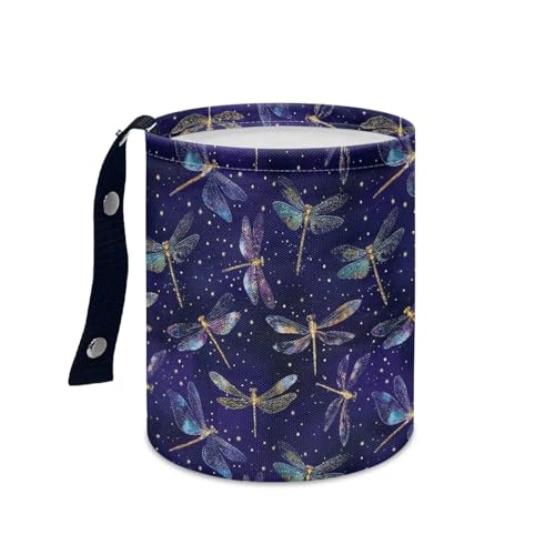 Image of Renewold Car Trash Can Blue Dragonfly Stylish Car Organizer Storage Bag for The Back /Front /Console of Any Cars, Sedans,SUVs,Vans & Trucks, Trash Bin Automotive Garbage Cans Foldable