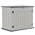 Amopatio Horizontal Outdoor Storage Shed, 34.5 Cu Resin Outside Storage Box Waterproof, Outdoor Storage Cabinet Weather Resistant for Trash Cans, Lawn Mower, Garden Tools, Patio Furniture, Light Grey