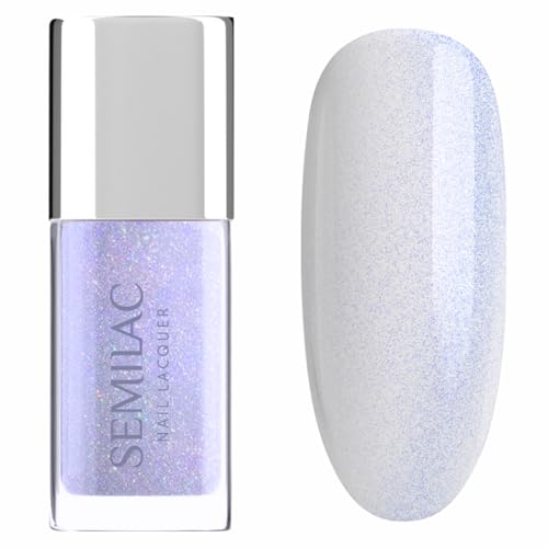 Semilac Nagellacke 117 Pink-a-Blue 9 ml – Glitzer Nagellack mit pink-blauen Partikeln & Glow-in-the-Dark Effekt