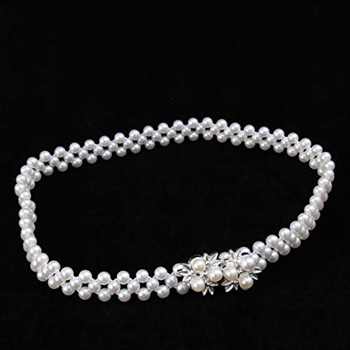 GALPADA Style Gowns Slender Stretch Sash Belt Women Dress Leaves Wedding Girls Bridal Waistband Pearl Rhinestone Elastic Chain for Interlocking Buckle Delicate Fashion Body Waist3