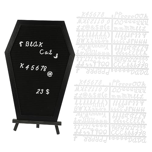 LALAFINA 1 Set Coffin Letter Board Mini Chalk Board Felt Letter Board Spooky Letter Board Coffin Decor Sign Poster Board Massage Board Door Halloween Decor Desktop Letter Boards Black Wood