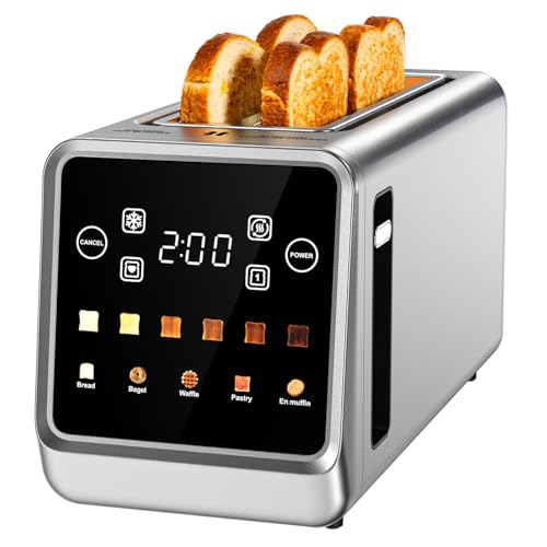 Image of 4-Slice Smart Toaster, Digital Touchscreen with Memory, 1.5 inch Extra-Wide Long Slots for Bagels & Artisan Bread, 1400W Rapid Heating, Stainless Steel, Defrost /Reheat /Single-Slice Modes