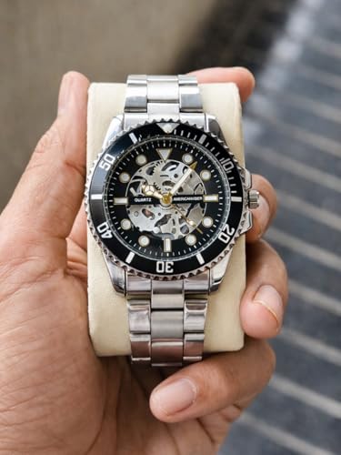 Image of AMERICANVIBER Luxury Diver Watch with Green Dial, Stainless Steel Band, Date Display, Quartz Movement