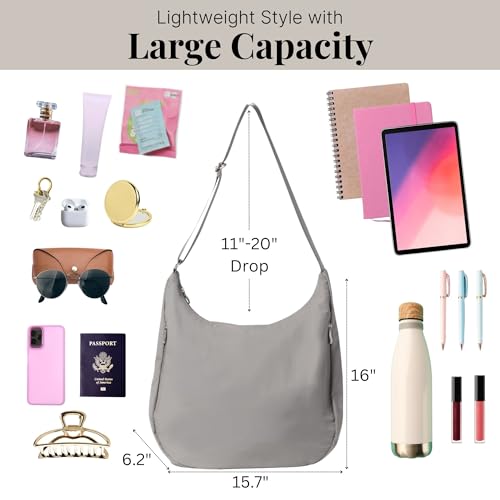 Image of Baggallini Swift Hobo Crossbody Bag for Women - Lightweight 15.7 inchx16 inch Travel Purse Handbag Hobo Bag