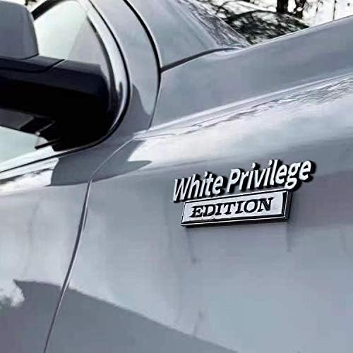 White Privilege Edition Emblem [5pcs] - Badgeslide The Original White Privilege Edition Emblem Fender Badge Car Decal Sticker Chrome Black (5pcs (Save 25 USD), Silver)