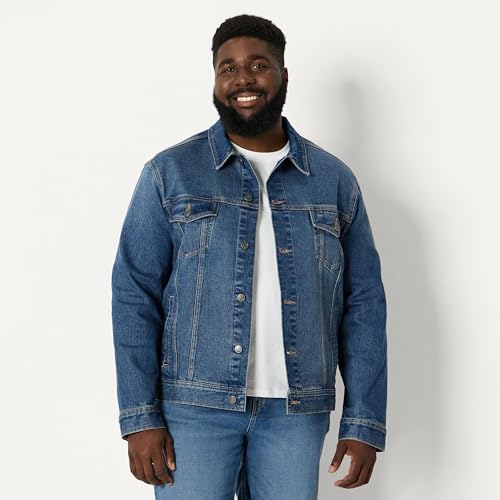 Image of Amazon Essentials Men's Heavyweight Low Stretch Regular-Fit Denim Jacket, Chest Patch Pockets