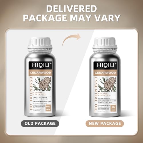 Image of HIQILI 16 Fl Oz Cedarwood Essential Oil, Pure Natural Cedarwood Oil for Diffuser, Aromatherapy - 500ML
