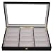 12 Piece Extra Large Ebony Wood Eyeglass Sunglass Glasses Display Case Storage Organizer Collector Box