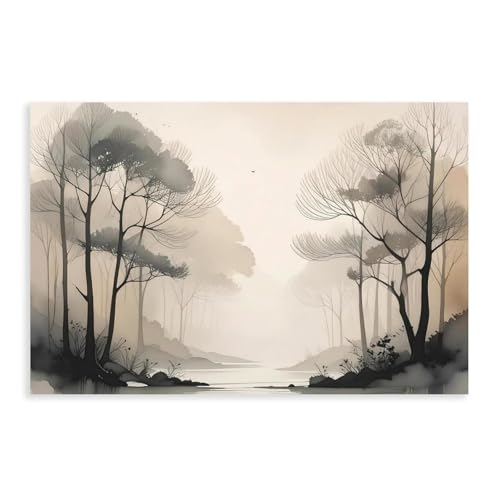 Poster sur toile Misty Woodland décoration murale de chambre