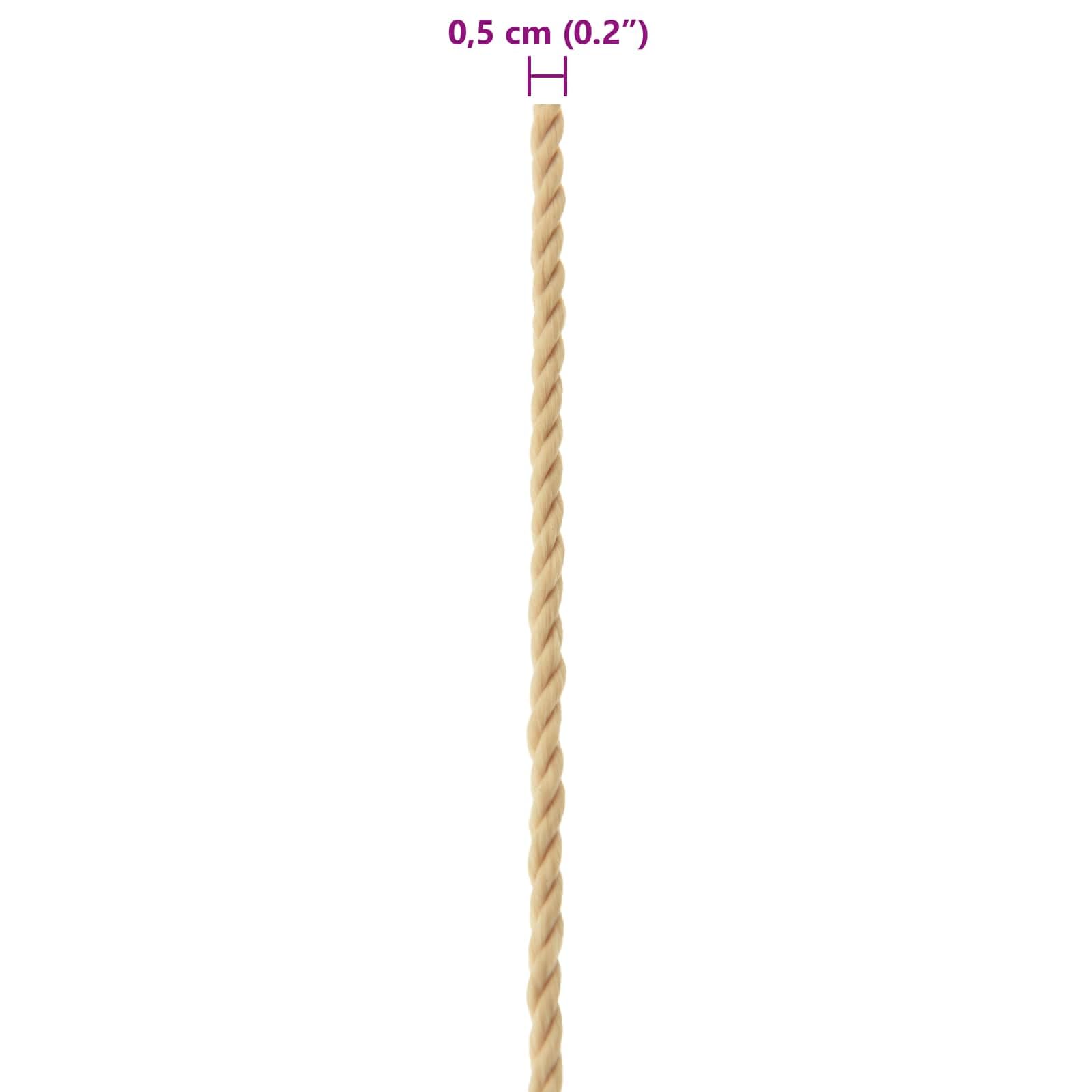 Corda per barca in polipropilene PP, 25 m x 0,5 cm, corda naturale per vela, barca, yacht, outdoor, per fissare e tendere in caso di pioggia e raggi UV