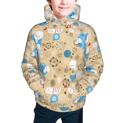 Cats and Snowmen Kid Hoodies Boys Sweatshirts Girls Pullover with Pocket3