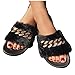LLDG Sandalen Blumen Fell Hausschuhe Pelz Schlappen Flash Slipper mit Chain Plüsch Latschen Warme Pantoffeln rutschfeste Winter Women Slides Frauen Badelatschen Fluffy Slipper Plüsch Pantoffeln